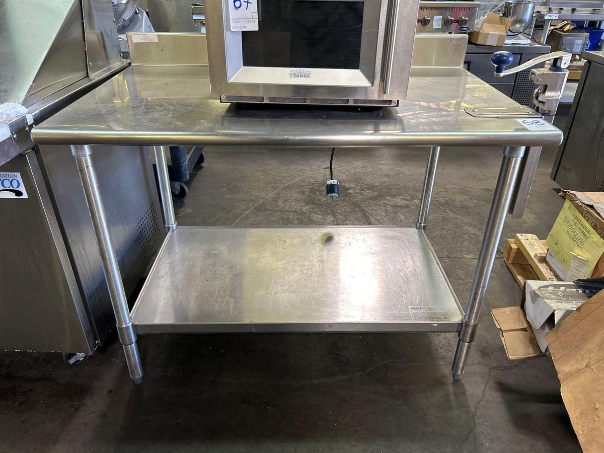 48 in. x 30 in. All Stainless Steel Table with Edlund Can Opener and Backsplash