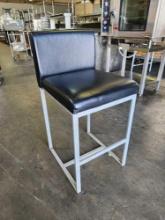 Metal Stools with Black Upholstery