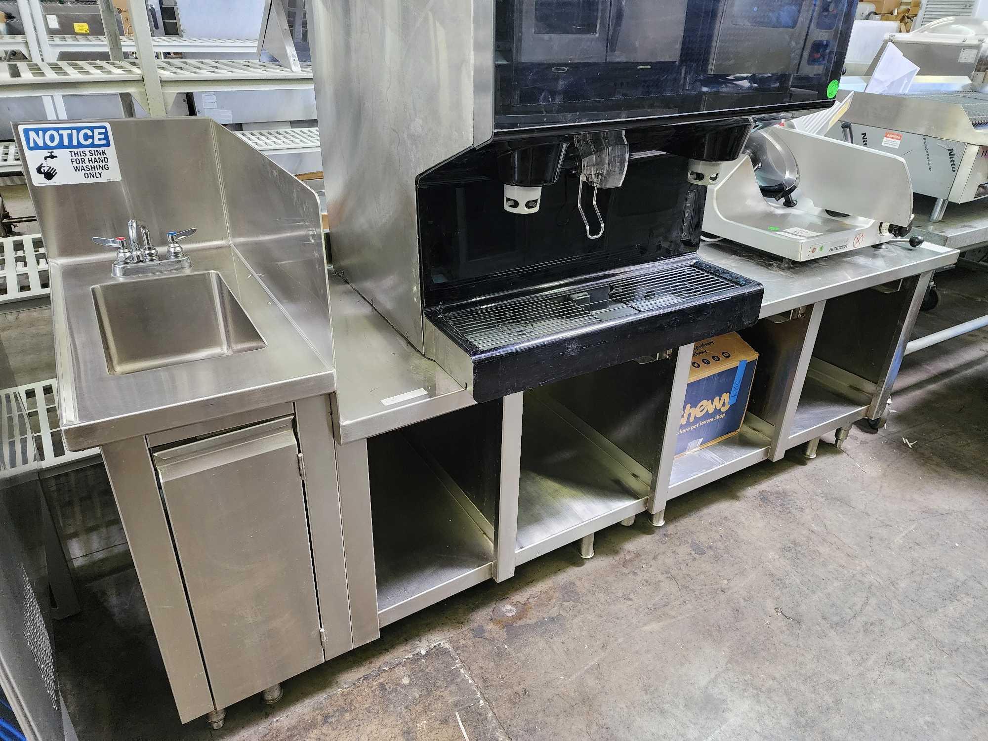 96 in. x 32 in. All Stainless Steel Equipment Stand with Hand Sink