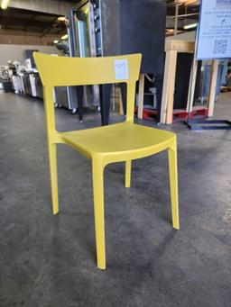 Calligaris Armless Mustard Yellow Plastic Stackable Chairs
