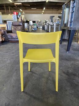 Calligaris Armless Mustard Yellow Plastic Stackable Chairs