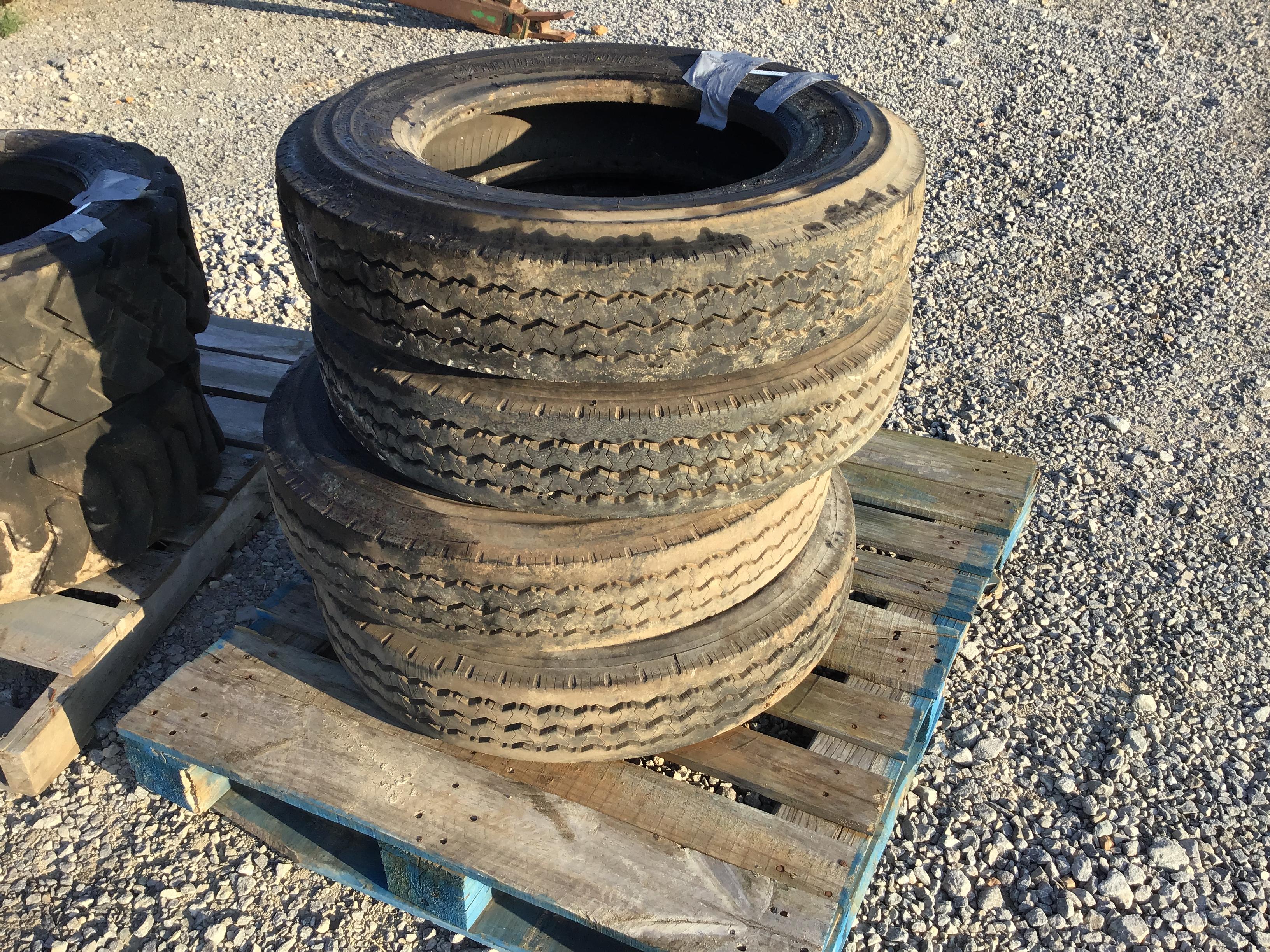 (4) 8R19.5 BRIDGESTONE TRUCK/TRAILER TIRES - ALL ONE PRICE