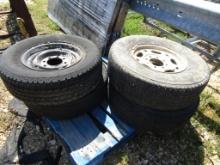 (2) 8 LUG TRAILER TIRES AND (2) 8 LUG CHEVY RIMS