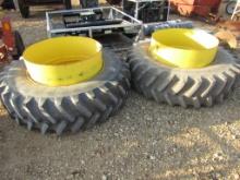 (2) 18.4R38 FIRESTONE RADIAL 23 DEGREE TRACTOR DUALS W/ CLAMPS
