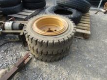 (2) FORKLIFT TIRES AND WHEELS