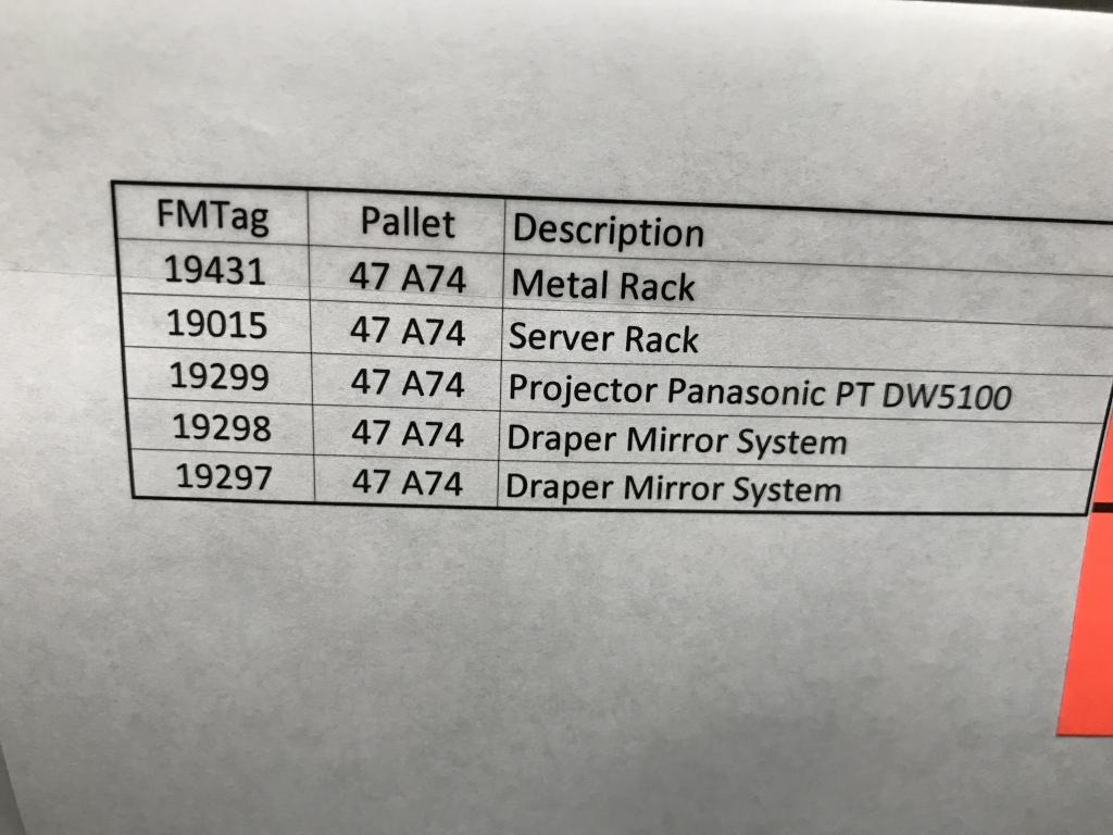 UTEP Surplus - Server Rack, Projector, Draper