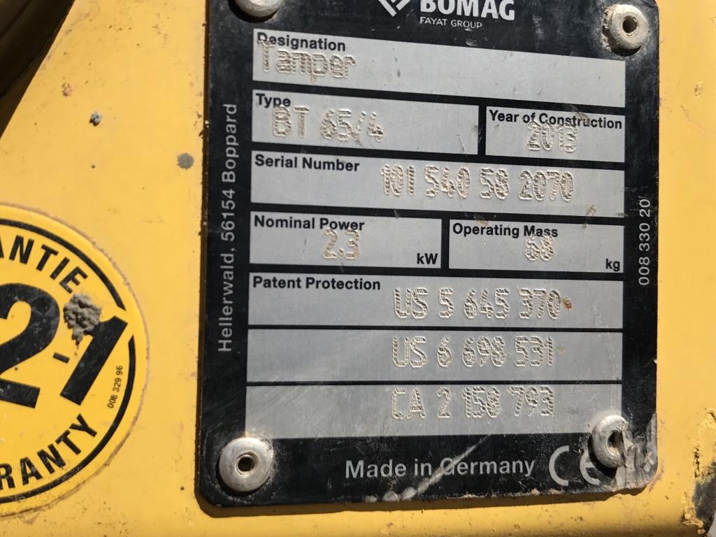 2013 Bomag Gas Tamper - 581 Hours