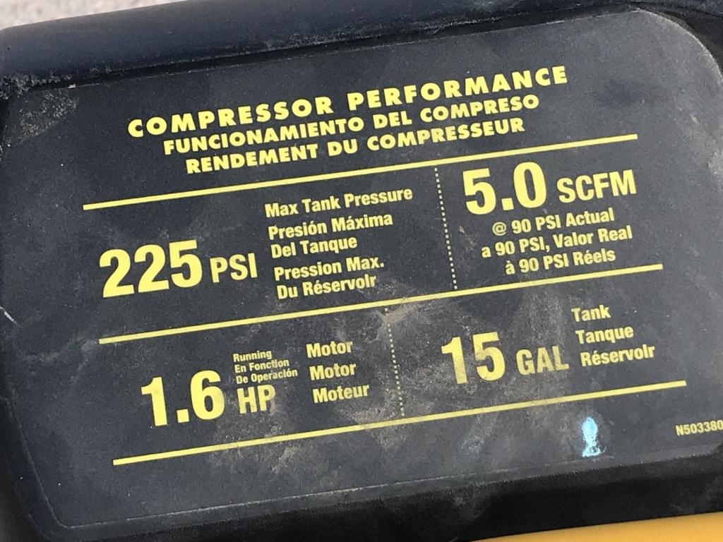 Dewalt 225 PSi 15GAL Air Compressor