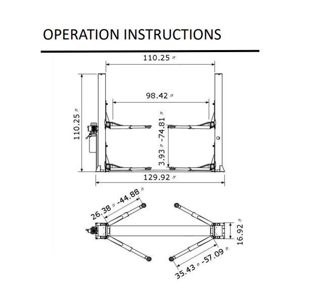 UNUSED 10,000 LB Capacity Two-Post Vehicle Lift