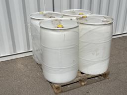 (4)pcs - 55 GAL Food Grade White Plastic Drums