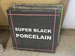 PORCELAIN TILE: APPROX. 15 SQ FT OF BLACK, APPROX. 15 SQ FT OF GREY, APPROX. 15 SQ FT OF WHITE