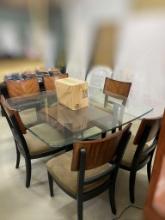 5 FT x 5 FT GLASS TABLE WITH 6 CHAIRS