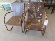(2) Vintage Pressed steel lawn chairs