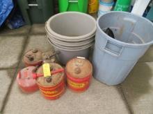Gas Cans, Flower Pots, Trash Can