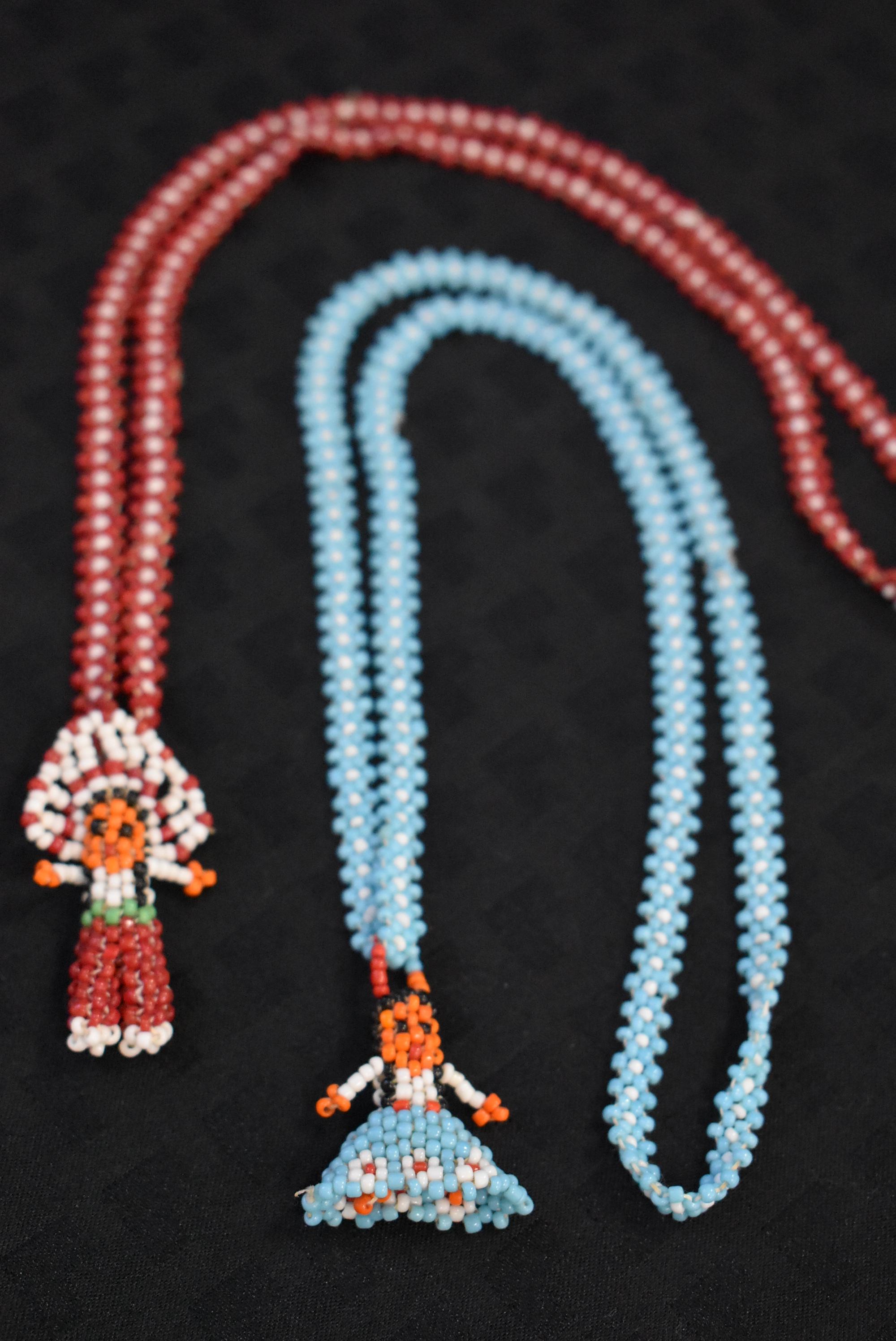 NATIVE AMERICAN HAND BEADED 22 IN NECKLACE 2 PC!