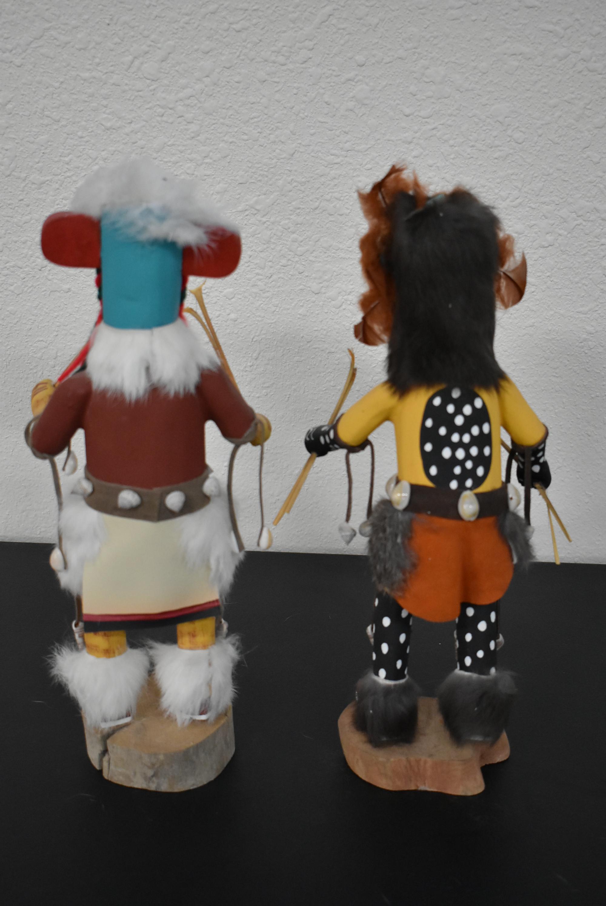 SIGNED PAIR OF WOODEN KACHINA DOLLS!