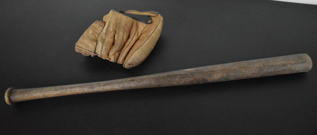 ANTIQUE BALL BAT AND GLOVE!