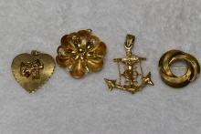 14KT GOLD BROACHES & PENDANTS!!!