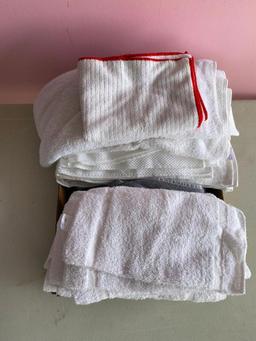 Lot of wash cloths, hand towels and mattress pad