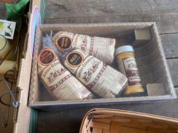 Longaberger basket, popcorn set, misc. household