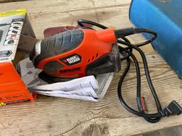 Black and Decker detail sander, mallet and bag