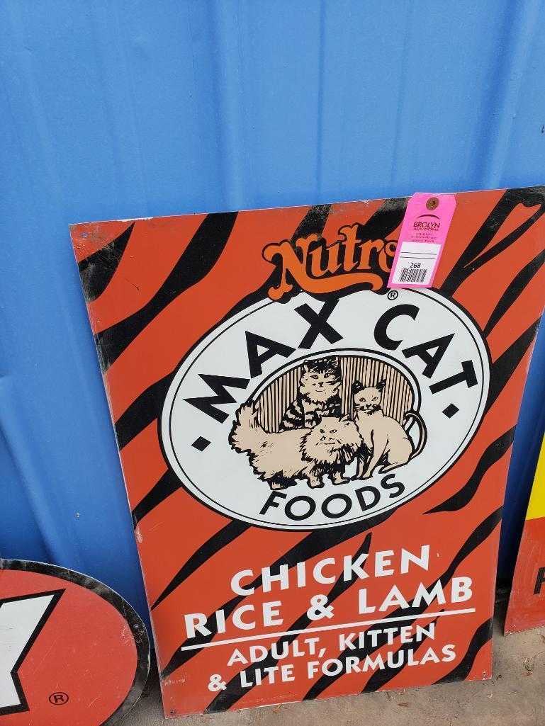 Nutra Max Cat foods sign.