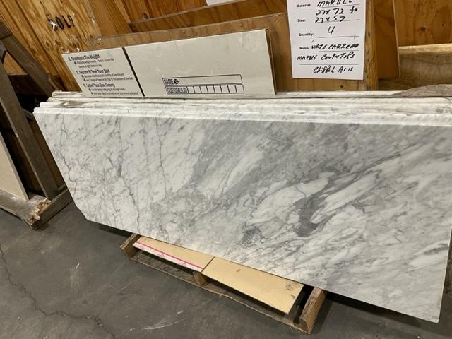 WHITE CARRERA MARBLE COUNTERTOPS W/ FINISHED EDGE- AS IS