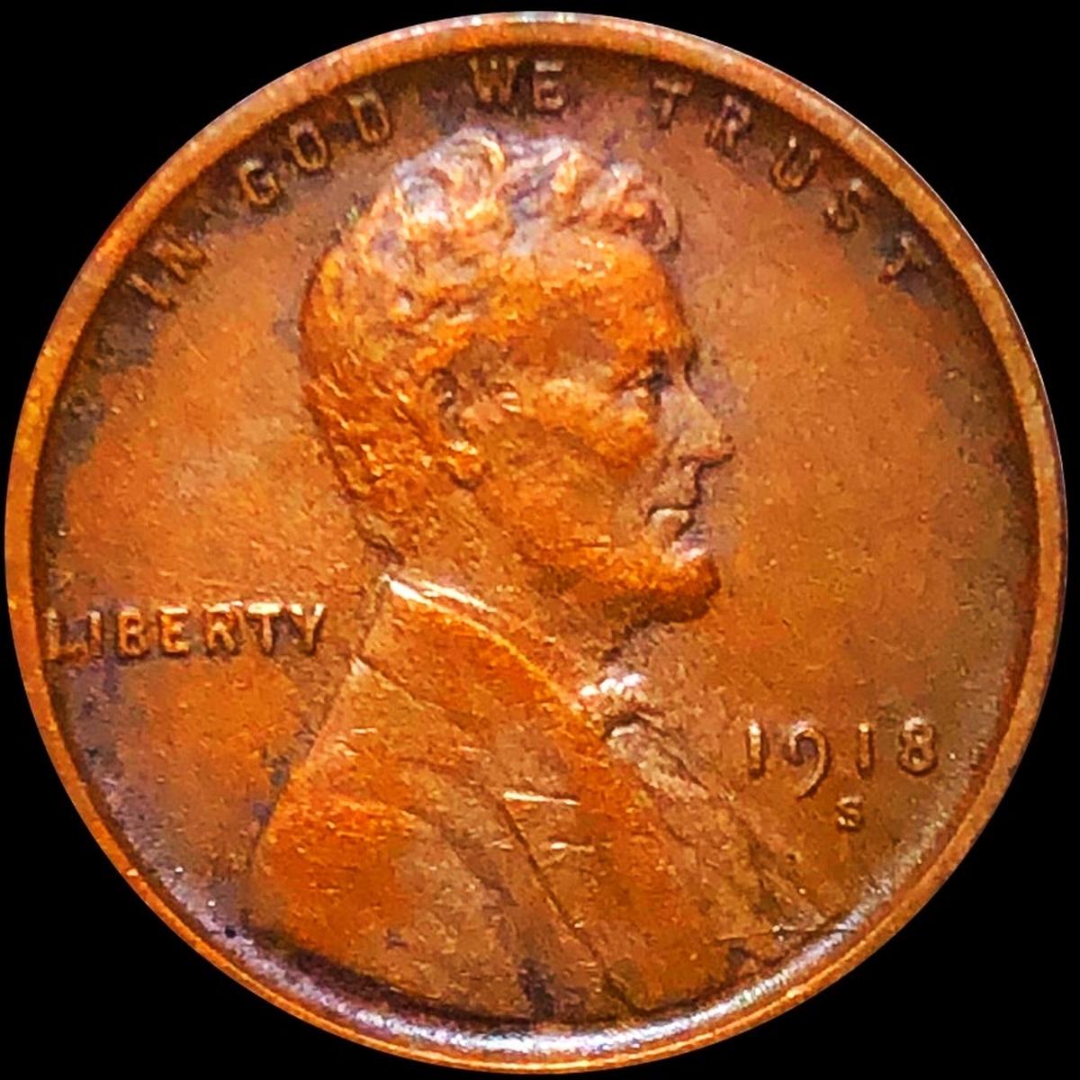 1918-S Lincoln Wheat Penny ABOUT UNCIRCULATED