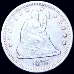 1875-S Seated Liberty Quarter AU+