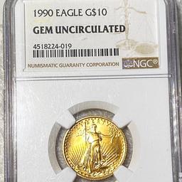 1990 $10 Gold Eagle NGC - GEM UNCIRCULATED