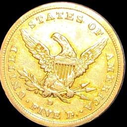 1842-D $5 Gold Half Eagle LIGHTLY CIRCULATED