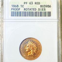 1868 Indian Head Penny ANACS - PF 63 RED