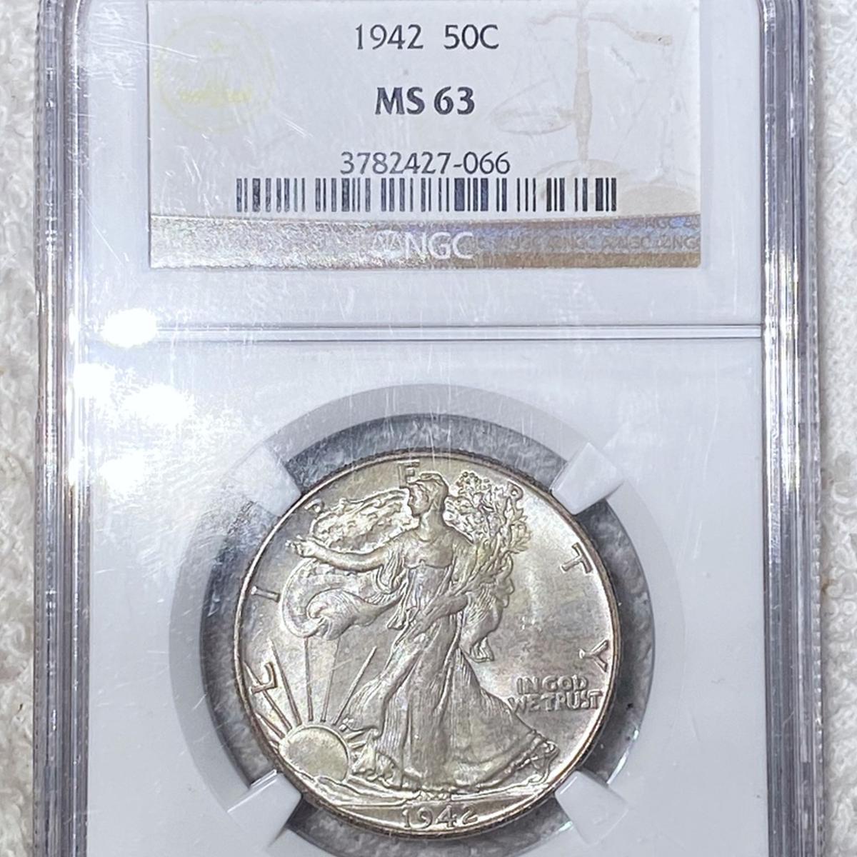 1942 Walking Half Dollar NGC - MS63