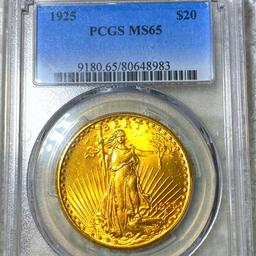 1925 $20 Gold Double Eagle PCGS - MS65