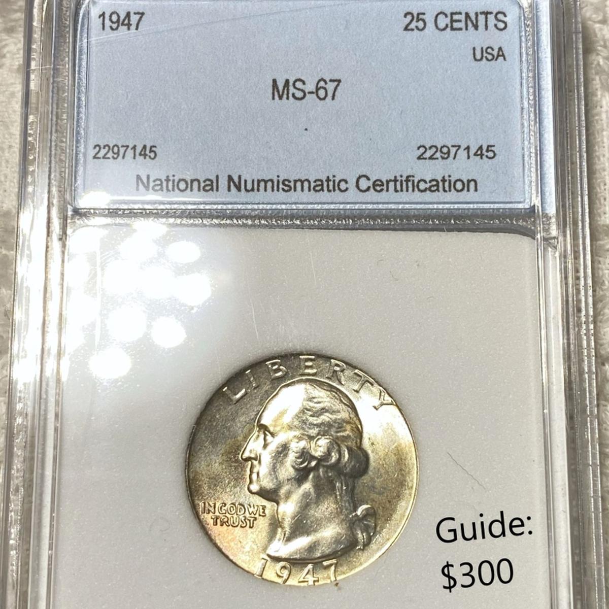1947 Washington Silver Quarter NNC - MS67