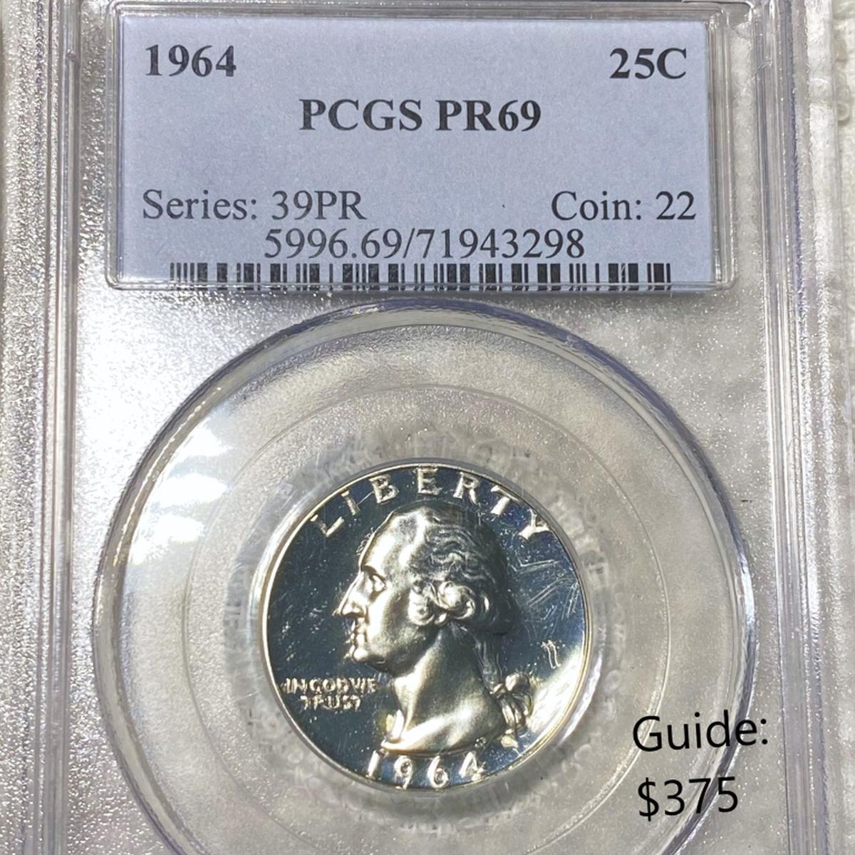 1964 Washington Silver Quarter PCGS - PR69