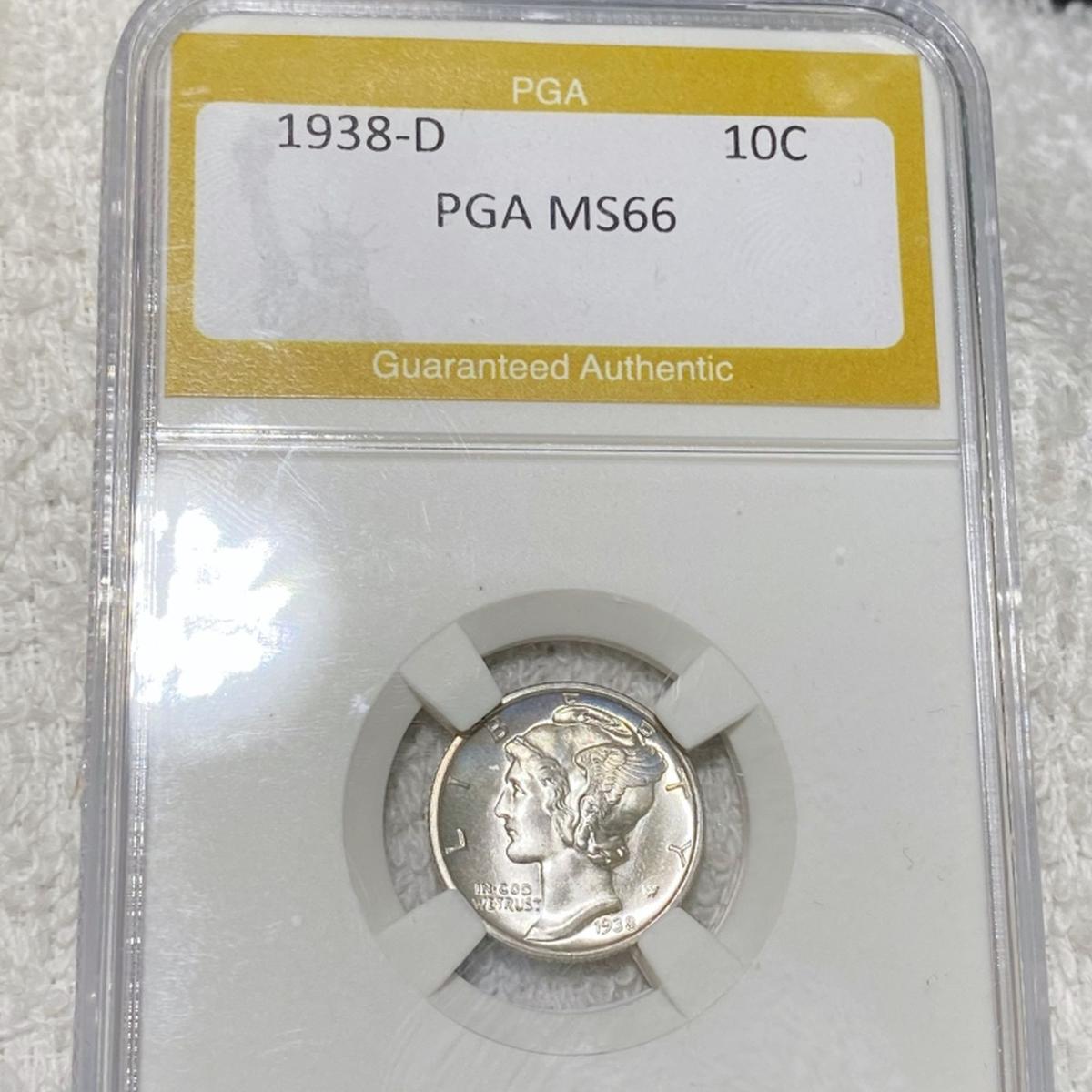 1938-D Mercury Silver Dime PGA - MS66