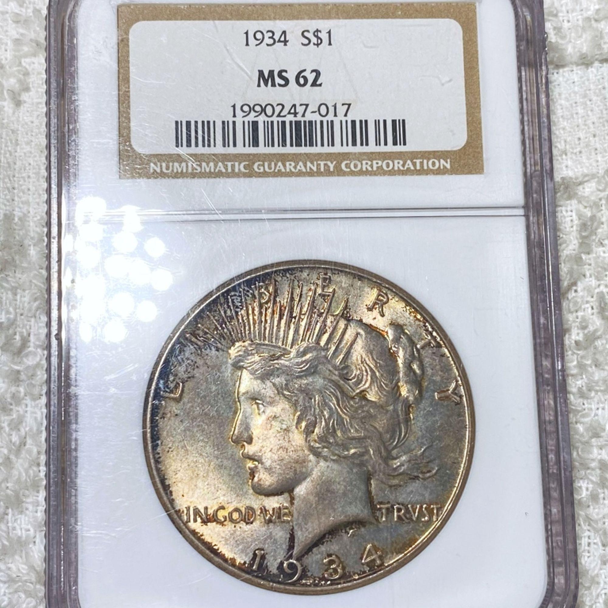 1934 Silver Peace Dollar NGC - MS62