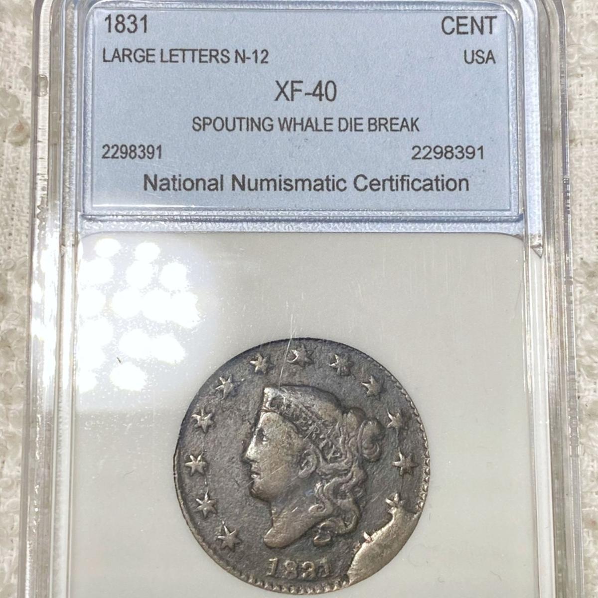 1831 Braided Hair Large Cent NNC - XF40