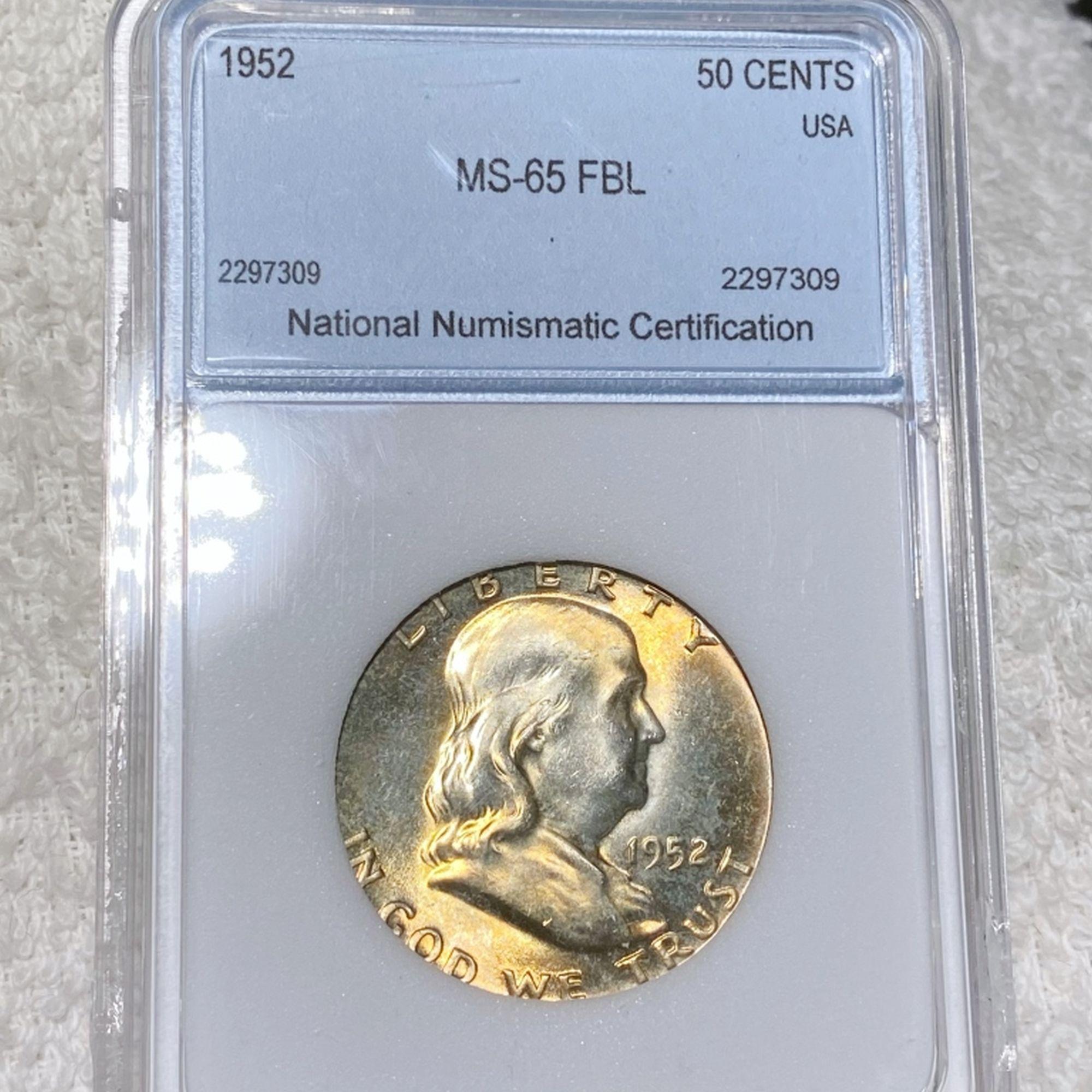 1952 Franklin Half Dollar NNC - MS 65 FBL