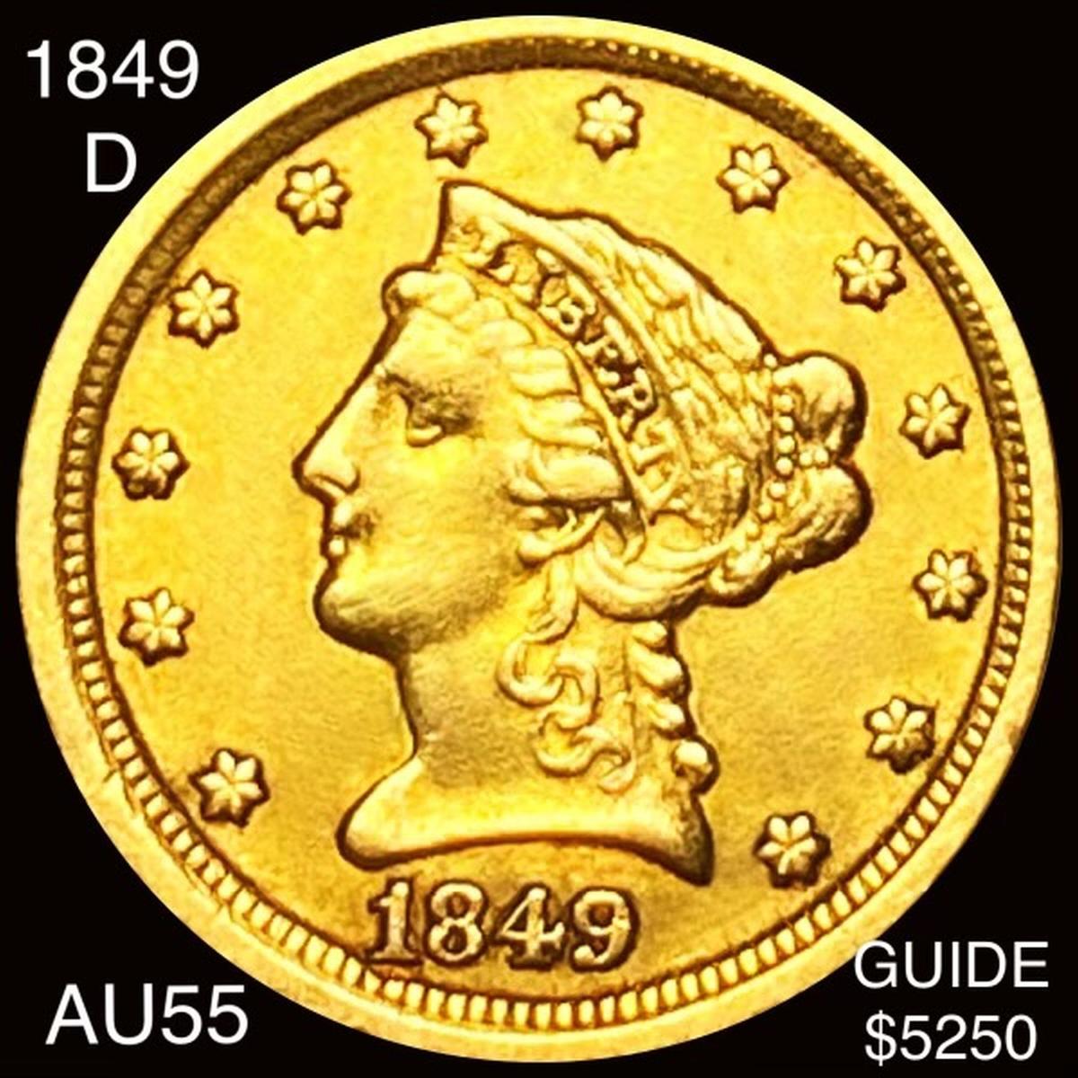1849-D $2.50 Gold Quarter Eagle CHOICE AU