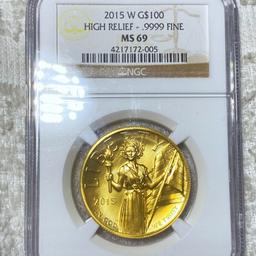 2015-W $100 High Relief Gold Eagle NGC - MS69