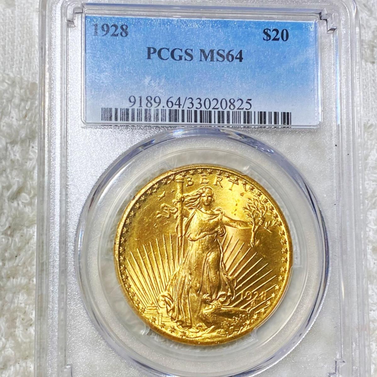 1928 $20 Gold Double Eagle PCGS - MS64