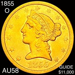 1855-O $5 Gold Half Eagle CHOICE AU