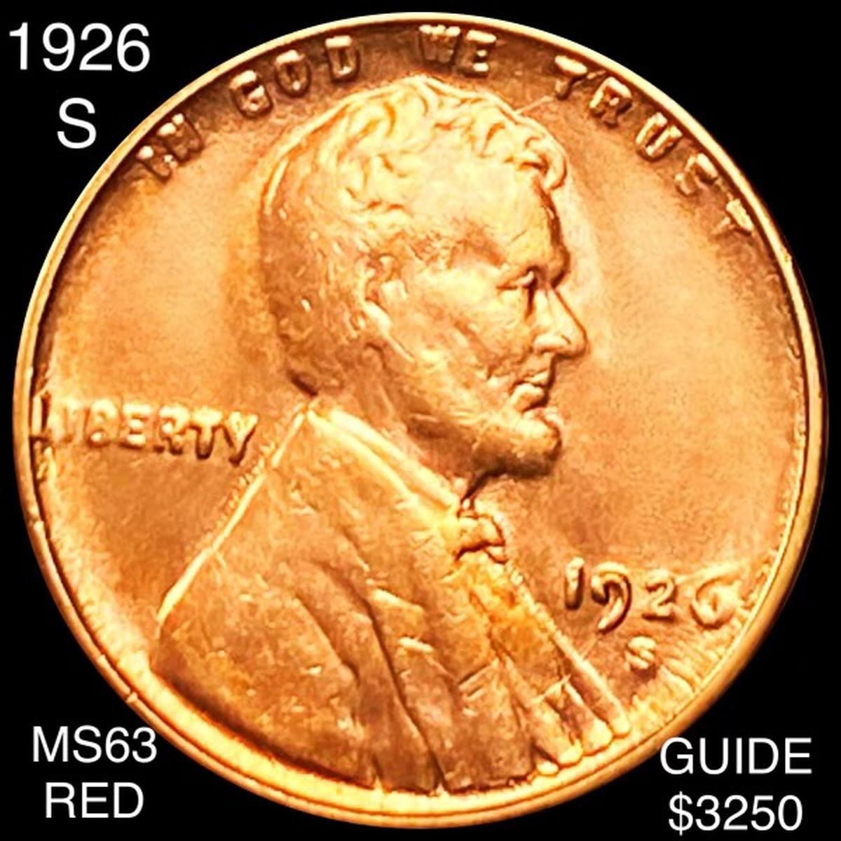 1926-S Lincoln Wheat Penny CHOICE BU RED
