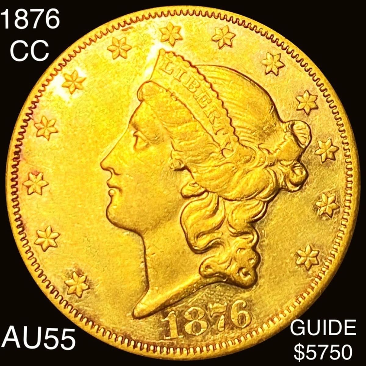 1876-CC $20 Gold Double Eagle CHOICE AU