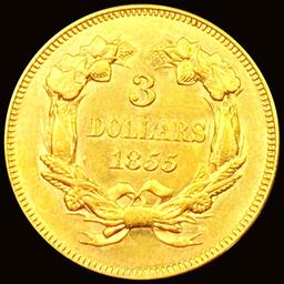 1855 $3 Gold Piece BRILLIANT UNCIRCULATED