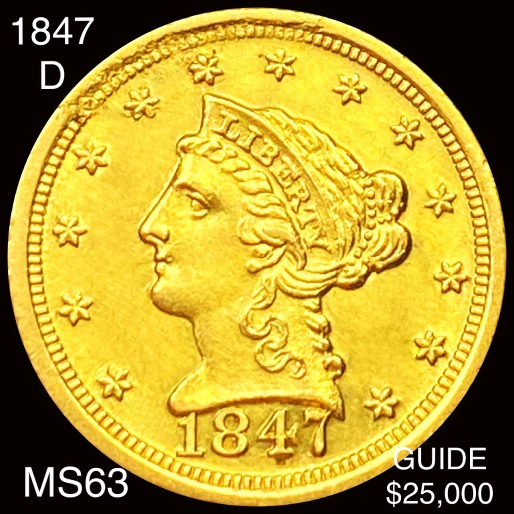 1847-D $2.50 Gold Quarter Eagle CHOICE BU