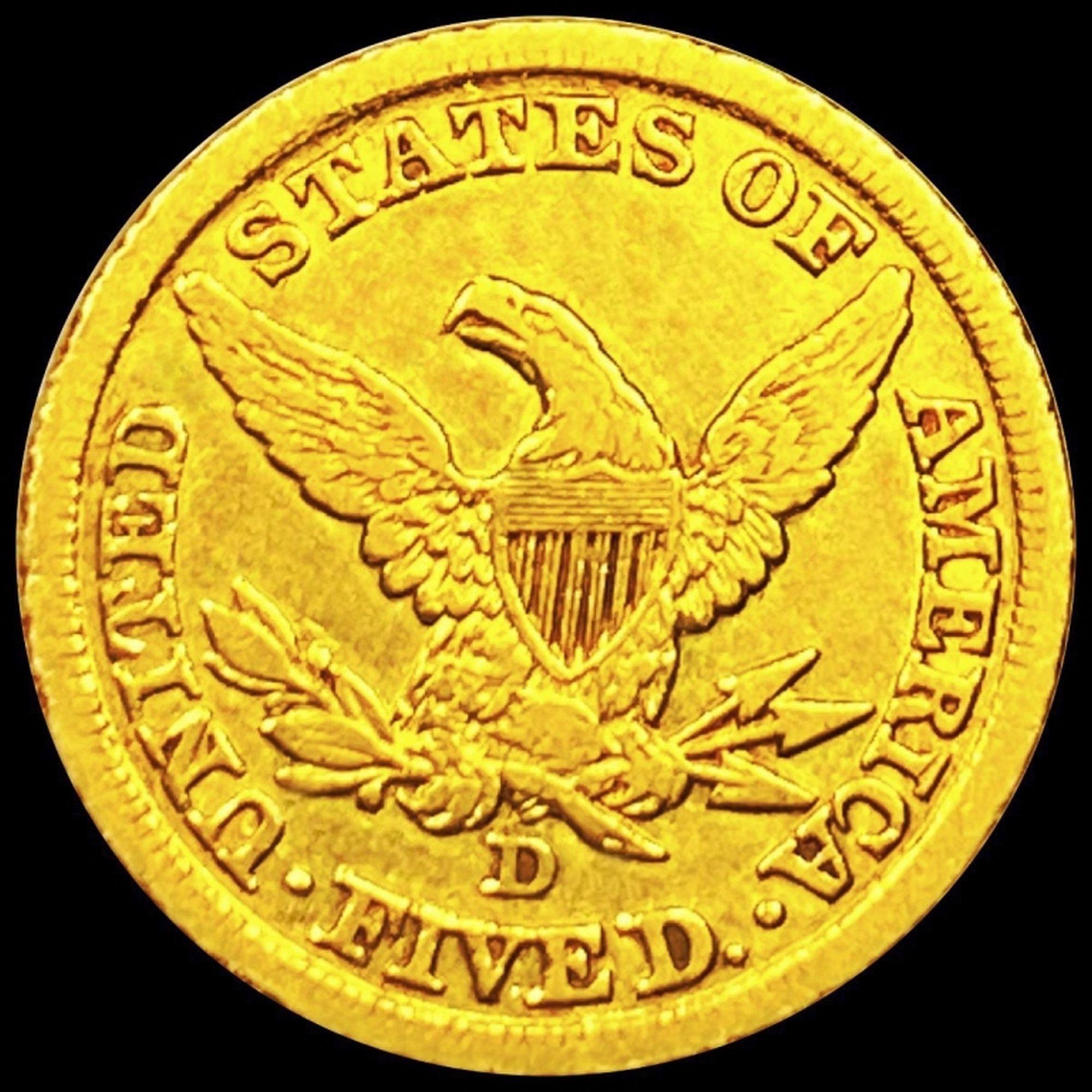 1845-D $5 Gold Half Eagle AU