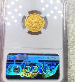 1843-C $2.50 Gold Quarter Eagle NGC - AU55